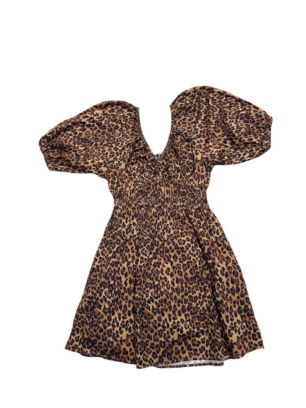 Old Navy Leopard Print Puff Sleeve Mini Dress in Tan and Black
